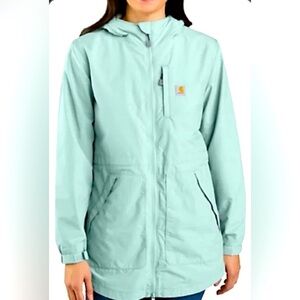 Brand-new Carhartt rain jacket ready to zip up & roll out in style